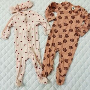 Baby Girl Long Sleeve Footies Kate Quinn and Rabbit Bear 3-6 Months